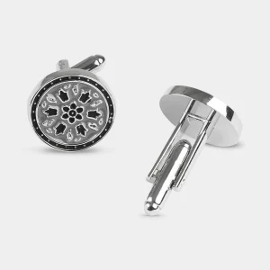 Timeless Crest Men’s Silver Round Cufflinks