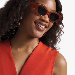 Women's Vibrant Orange Cat-Eye Sunglasses