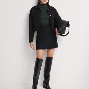 Women's Charcoal Melton Mini Skirt