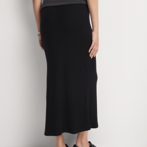 Women's Ebony Ribbed Column Maxi Skirt