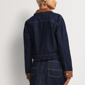 Women's Indigo Denim-Pleather Fusion Mini Skirt