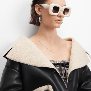 Unisex White Chunky Square Sunglasses