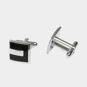 Polished Precision Men’s Silver Epoxy Square Cufflinks