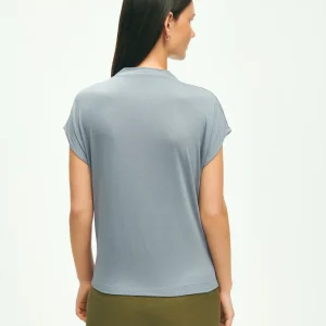 Stretch Solid Mock Neck Regular Fit Top