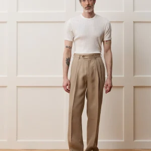 Textured Rib Knit Tee – Soft Bisque