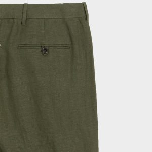 Extended Tab Linen Chino Pants – Green Laurel