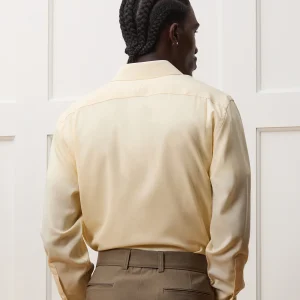 Solid Wool Long Sleeve Dress Shirt – Cream
