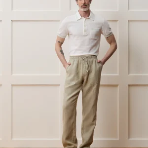 Contrast-Trim Mesh Knit Polo – Crisp White