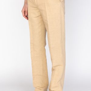 Men's Cream Straight Fit Formal Trouser Pants