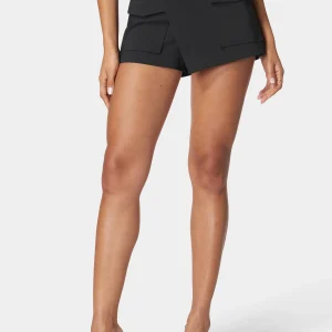 Black High-Waist Tailored Short Skirt