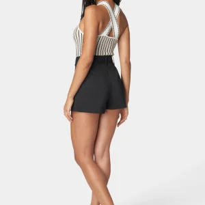 Black High-Waist Tailored Short Skirt